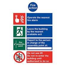 Fire Action Operate Nearest - Self Adhesive Sign