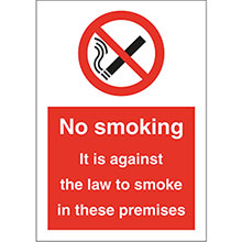 No Smoking Against The Law Red - Rigid PVC Sign