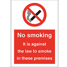 No Smoking Against The Law Red - Self Adhesive Sign