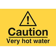 Caution Very Hot Water - Self Adhesive Sign