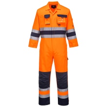 Portwest TX55 - Nantes Hi-Vis Contrast Work Coverall Orange/Navy